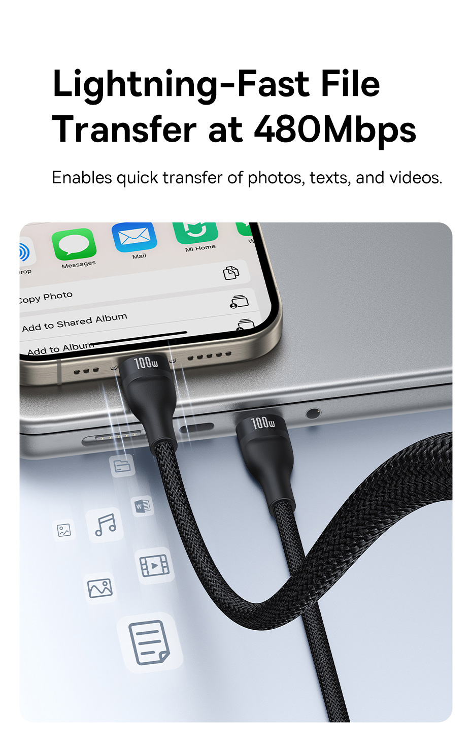 chube Cáp sạc nhanh 1 for 3 Baseus Flash Series 3 100W C to C+C+L