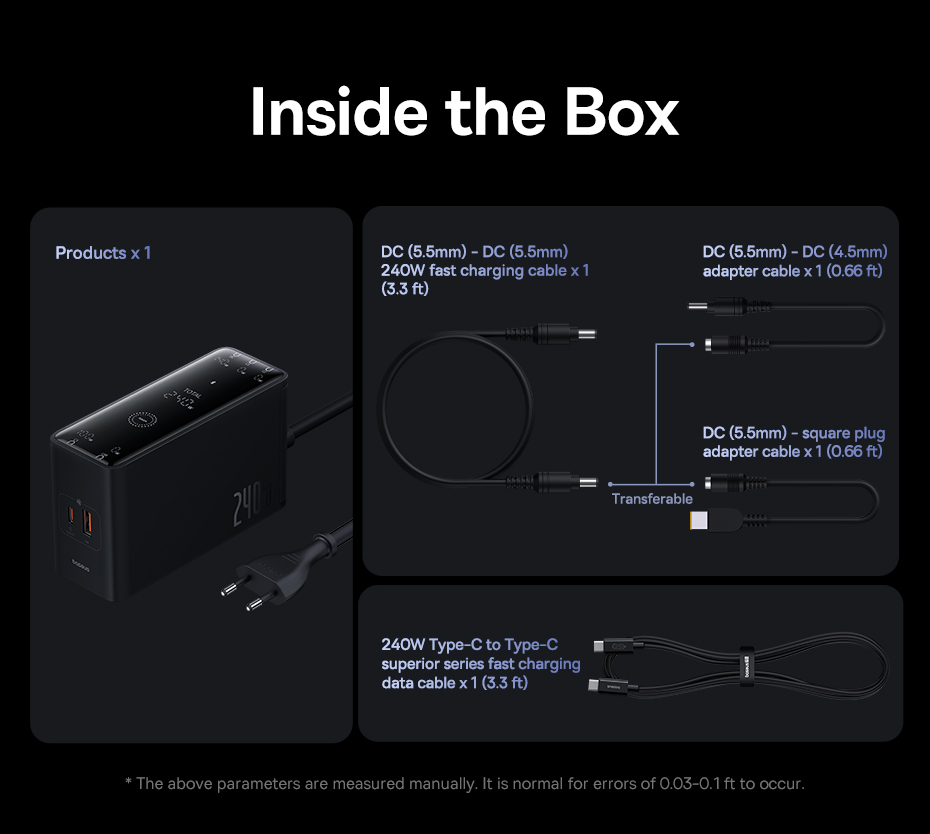 chube Bộ Sạc GaN Baseus 240W 3C+U+DC App Control