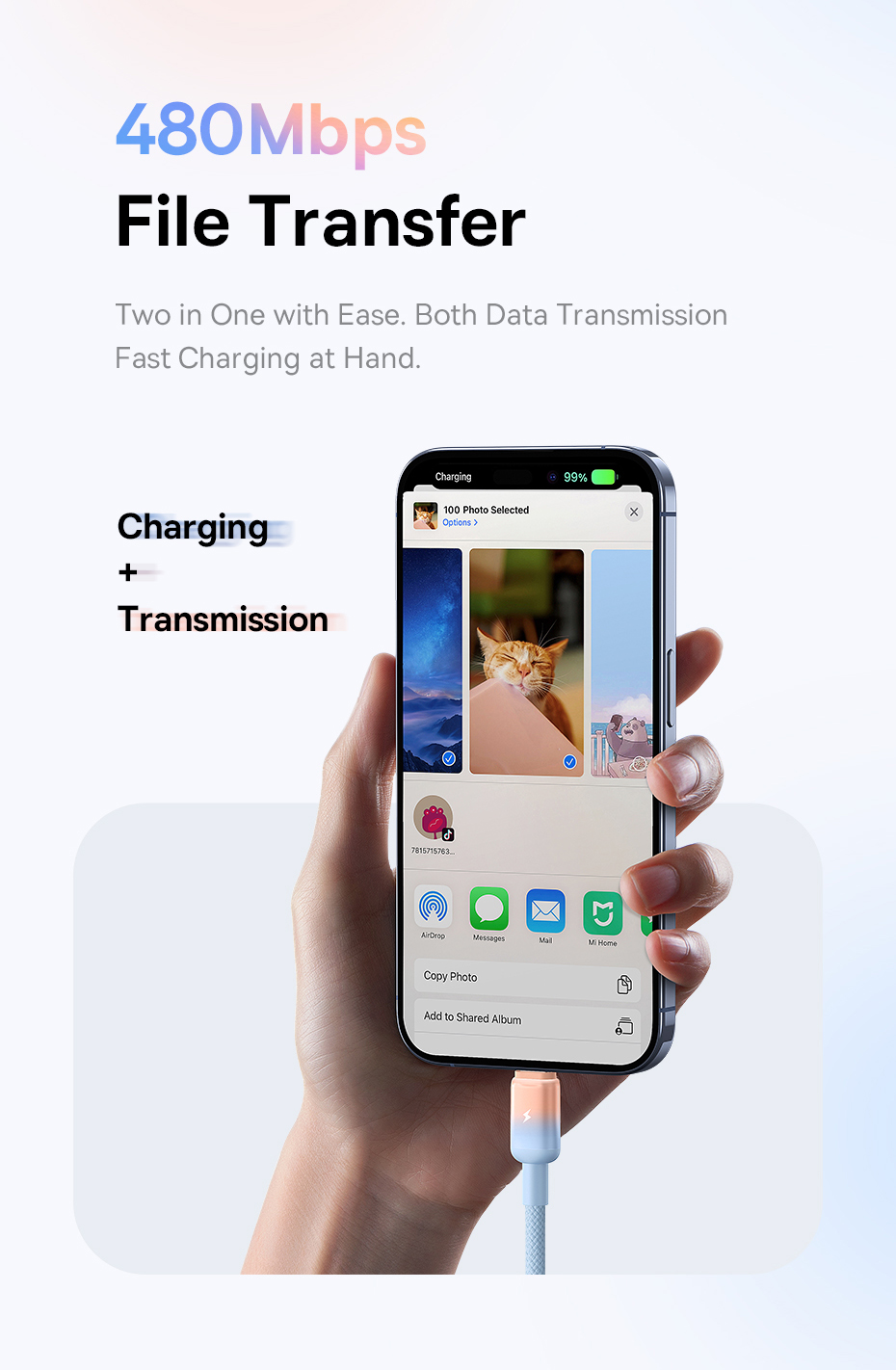 chube Cáp Sạc Nhanh USB to Lightning Baseus Discolor Series 2.4A