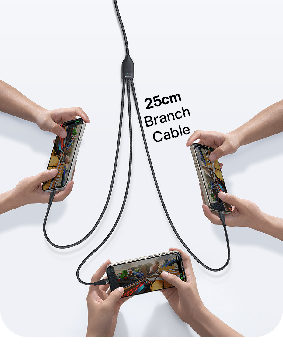 chube Cáp sạc nhanh 1 for 3 Baseus Flash Series 3 100W C to C+C+L