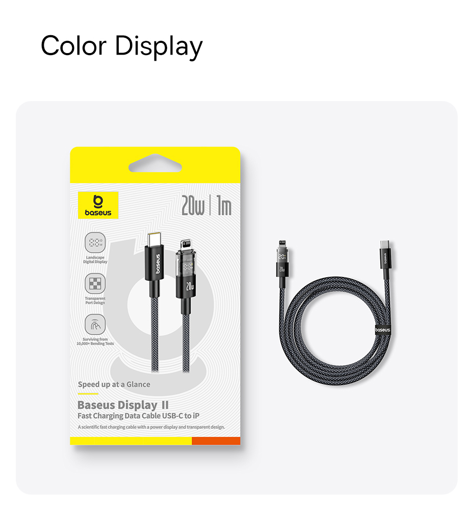 chube Cáp Sạc Nhanh C to Lightning Baseus Display 2 20W