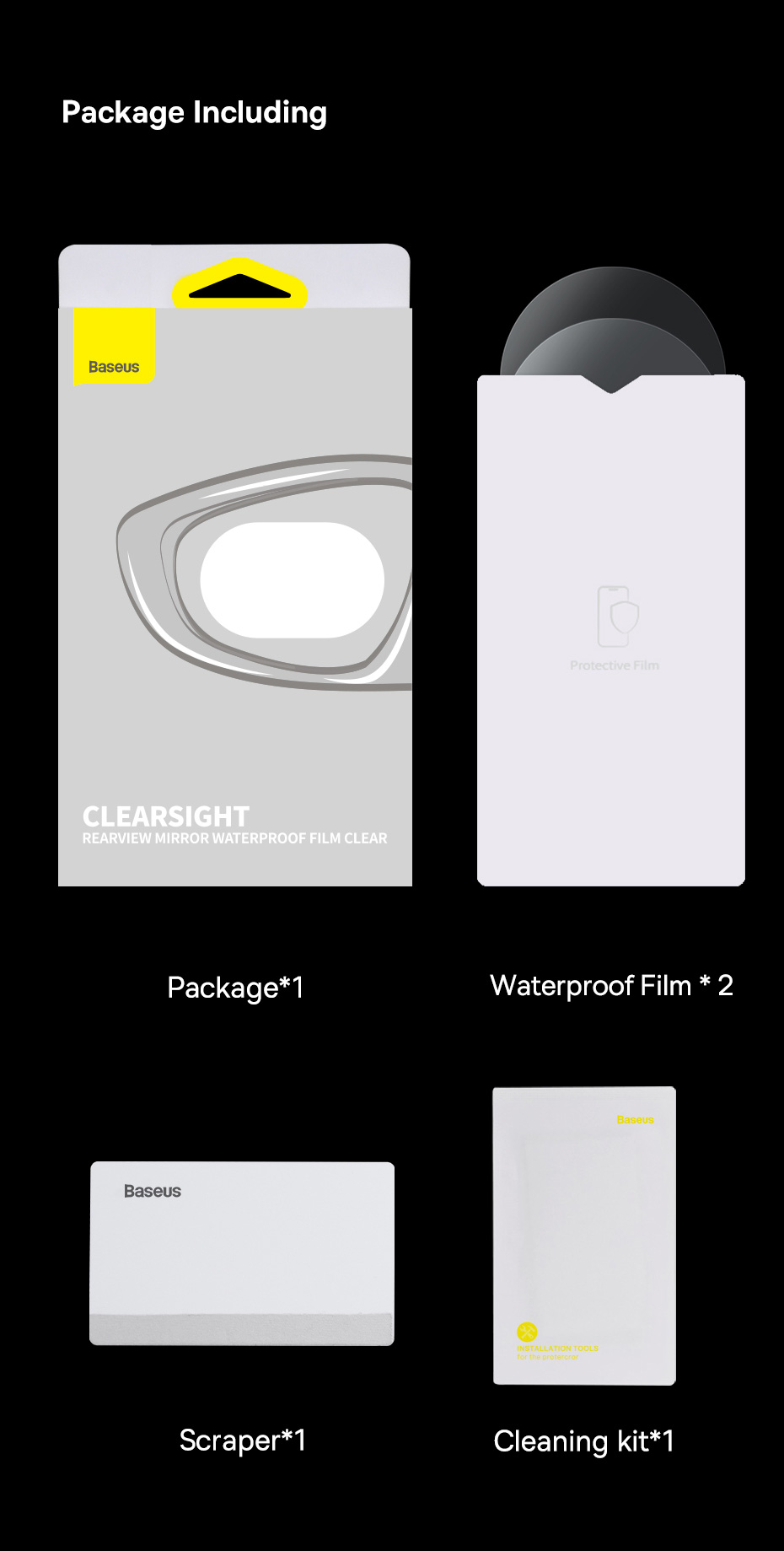 chube Phim chống nước gương chiếu hậu Baseus ClearSight Clear, gói 2