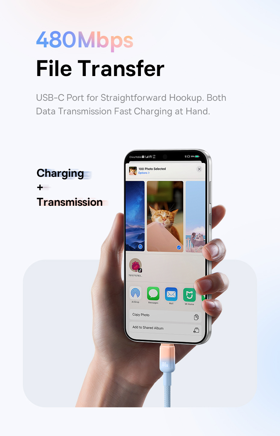 chube Cáp Sạc Nhanh USB to Type-C Baseus Discolor Series 100W