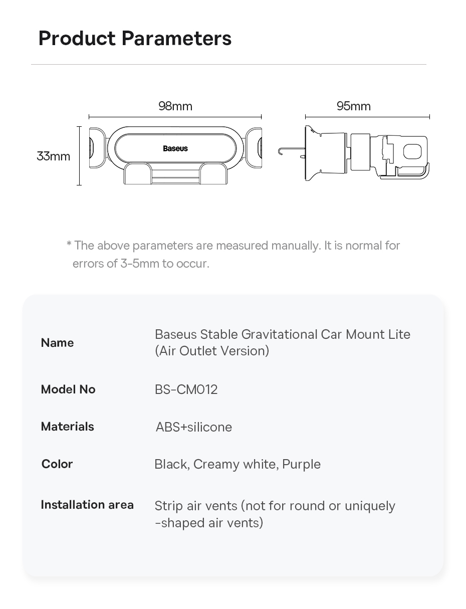 chube Giá đỡ điện thoại trên ô tô Baseus Gravity Air Vent