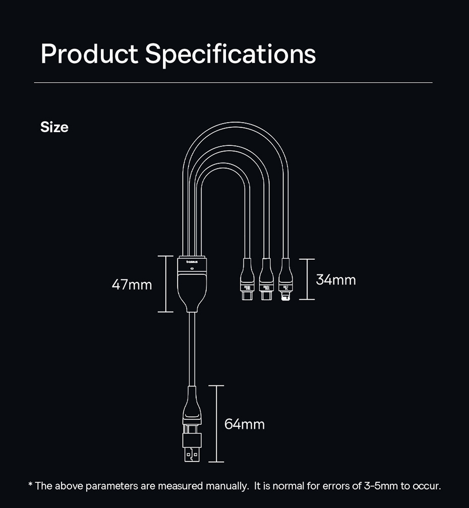 chube Cáp sạc nhanh đa năng Baseus Flash Series 3 100W C to C+C+L