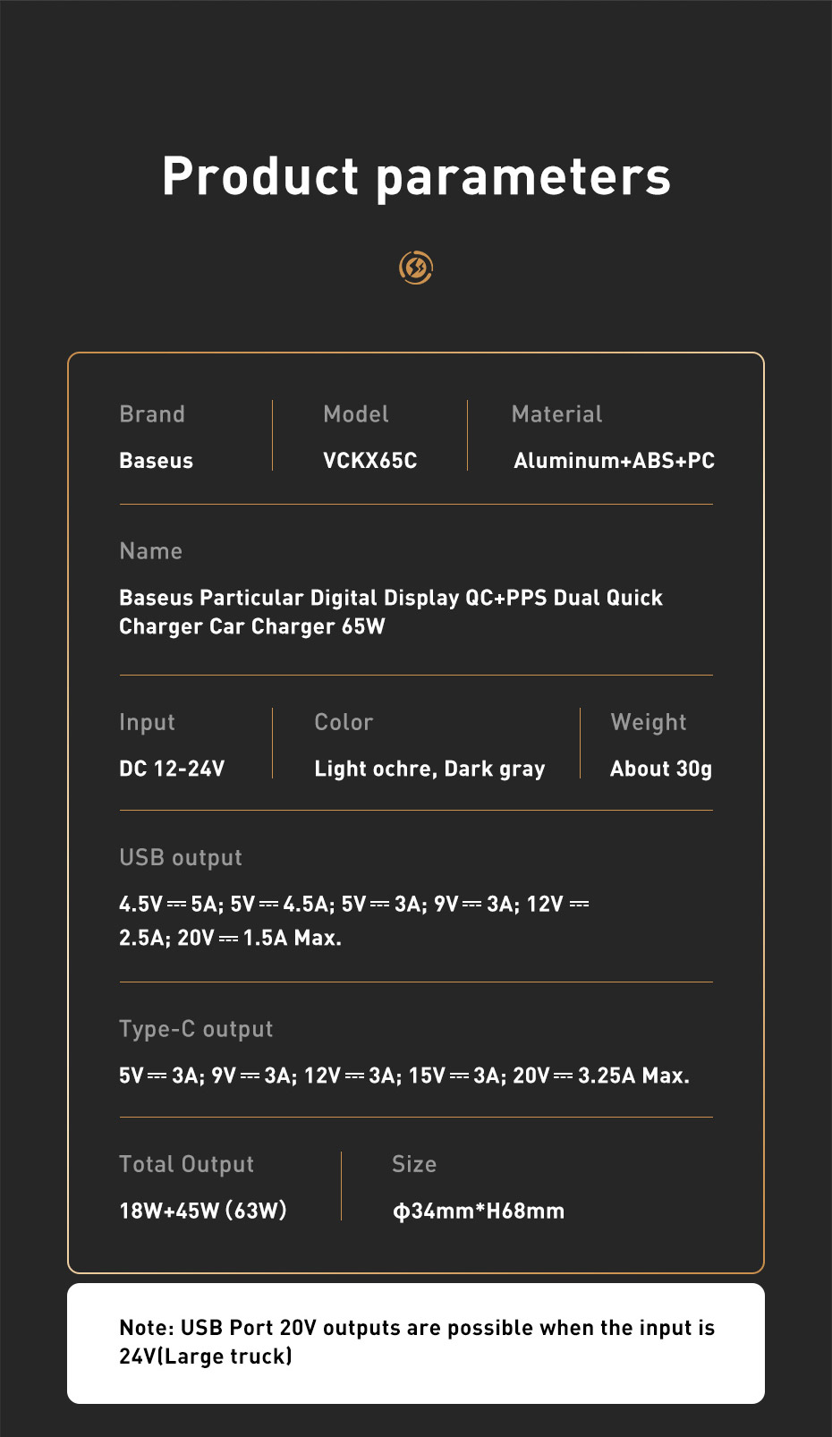 Tẩu sạc Baseus LV799 và các thông số kỹ thuật