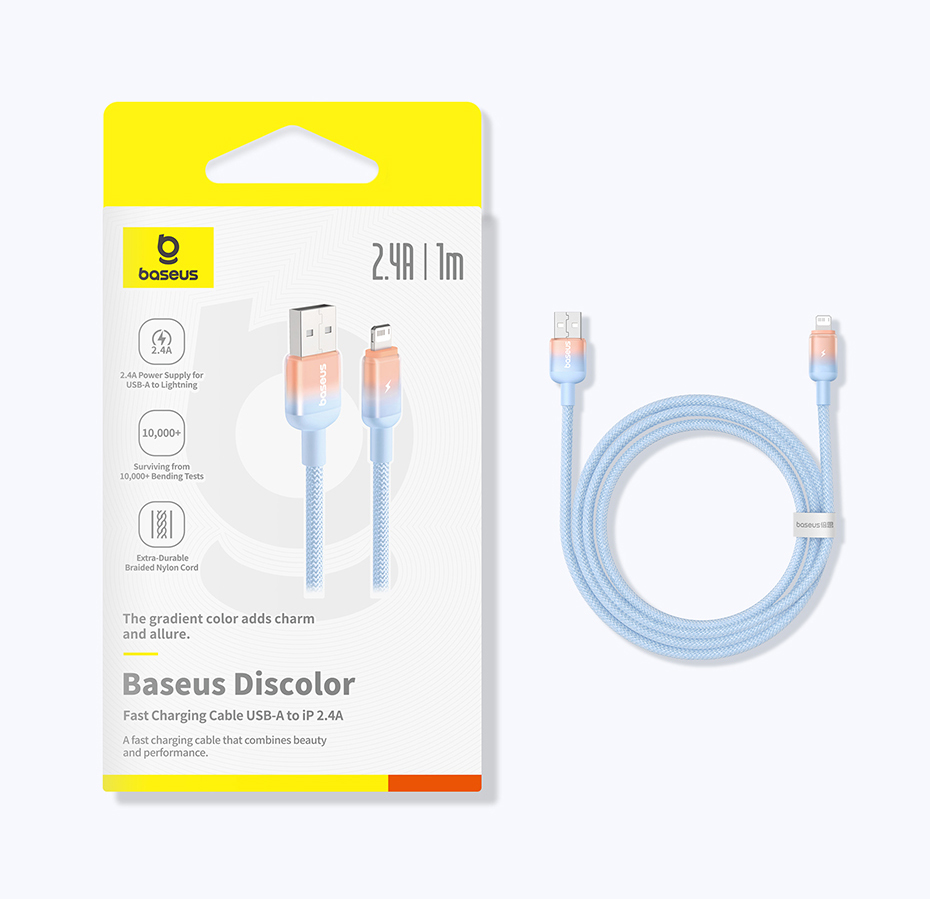 chube Cáp Sạc Nhanh USB to Lightning Baseus Discolor Series 2.4A