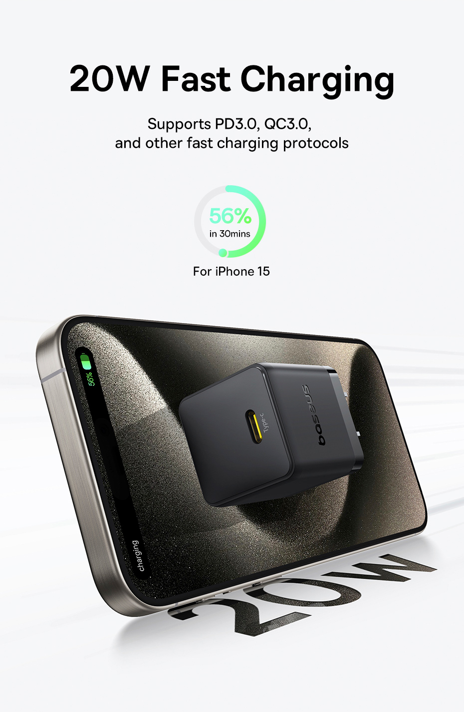 chube Củ Sạc Nhanh Baseus Palm 1C 20W