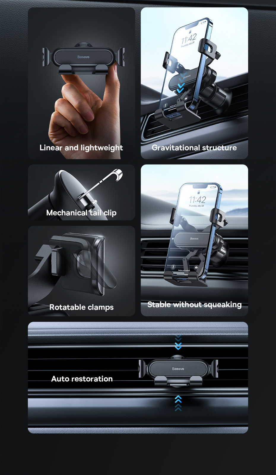 chube Giá đỡ điện thoại trên ô tô Baseus Gravity Air Vent