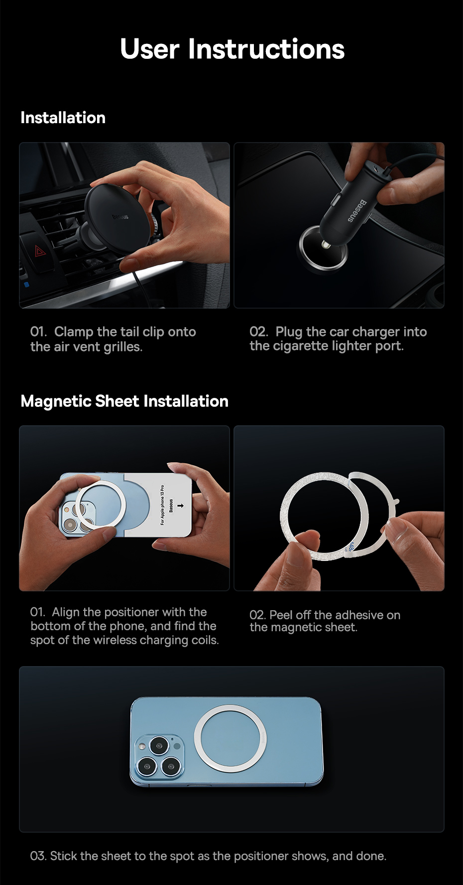 chube Tẩu Ô Tô Sạc Không Dây Từ Tính Magsafe Baseus CW01 40W