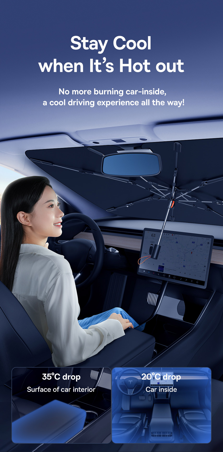 chube Dù 2 lớp che nắng kính chắn gió Baseus CoolRide Pro