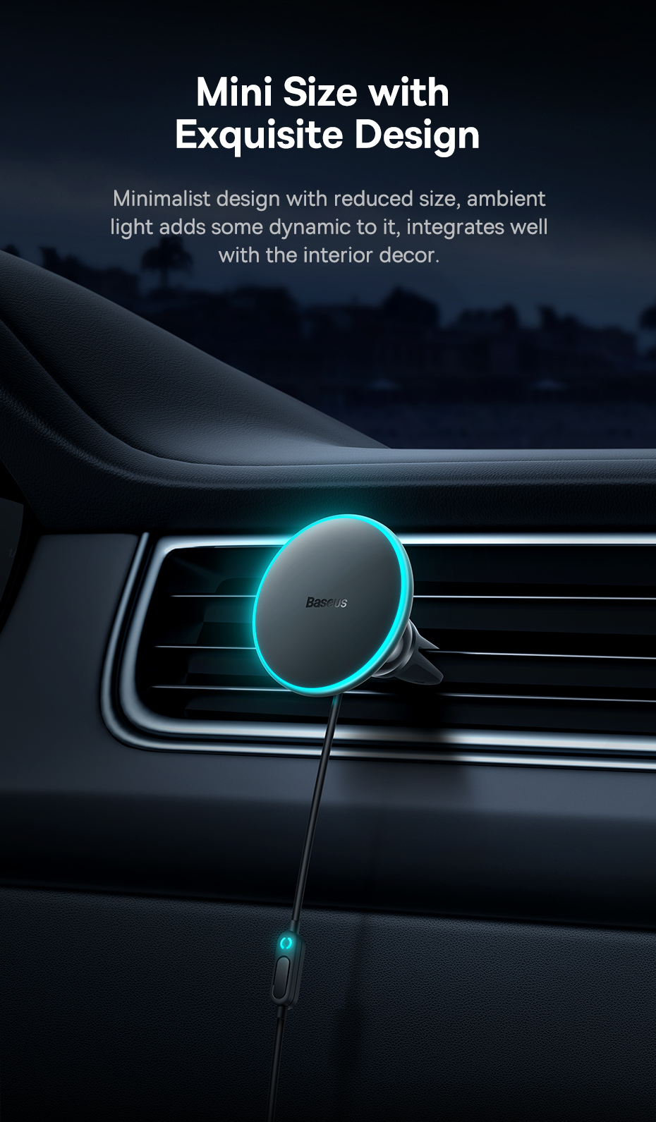 chube Tẩu Ô Tô Sạc Không Dây Từ Tính Magsafe Baseus CW01 40W