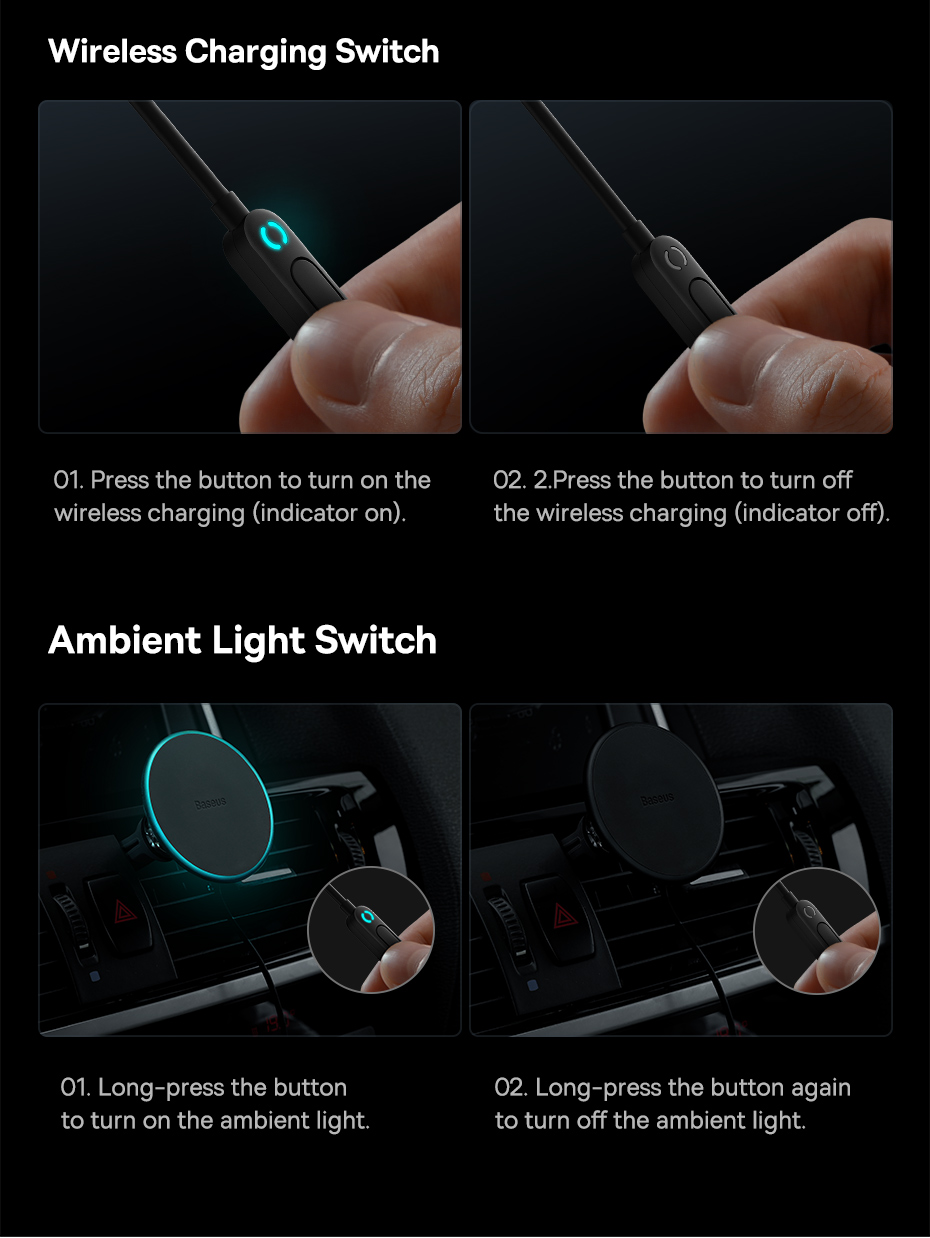 chube Tẩu Ô Tô Sạc Không Dây Từ Tính Magsafe Baseus CW01 40W