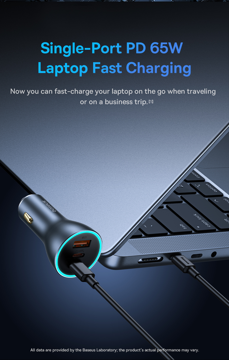 chube Bộ sạc ô tô sạc nhanh Baseus Golden Contactor Pro GaN U+2C 65W