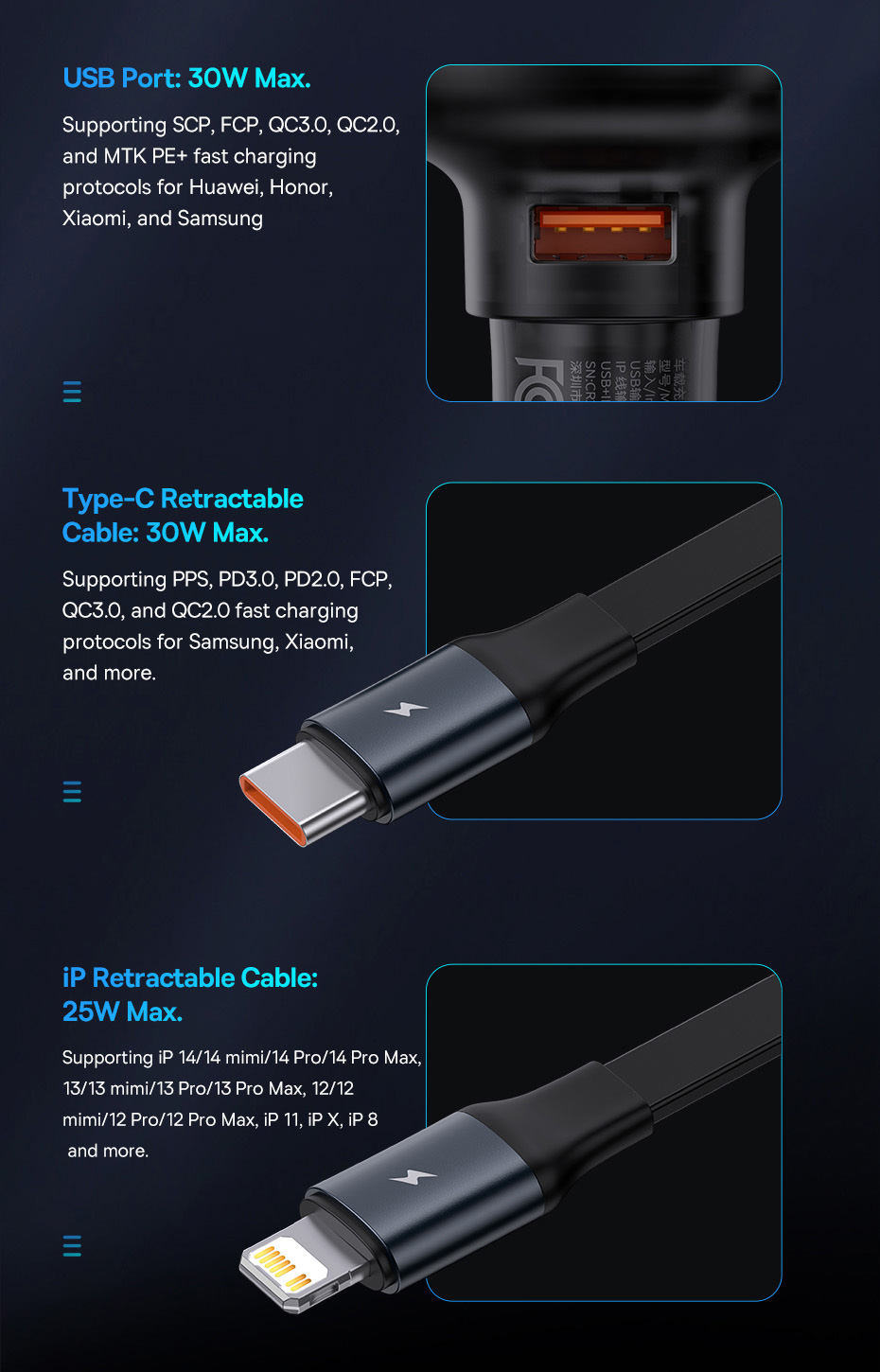 chube Tẩu sạc ô tô Baseus Enjoyment Pro 60W kèm dây rút gọn tiện lợi