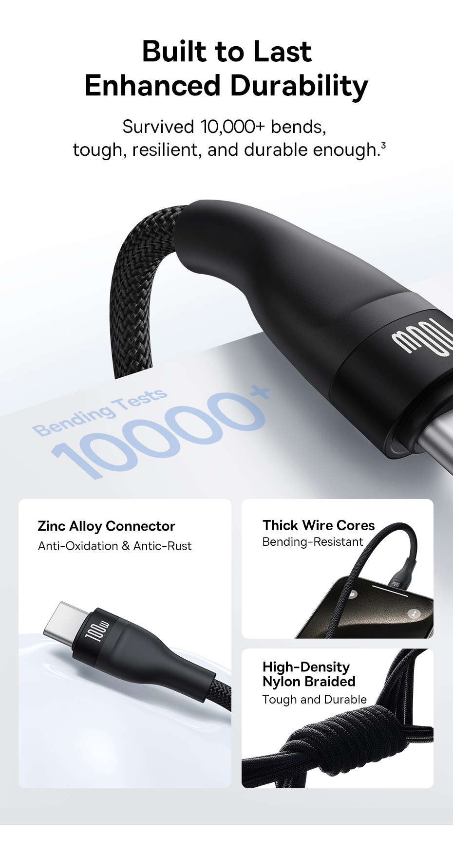 chube Cáp Sạc Nhanh 1 for 3 Baseus Flash Series 3 100W C to C+C+C