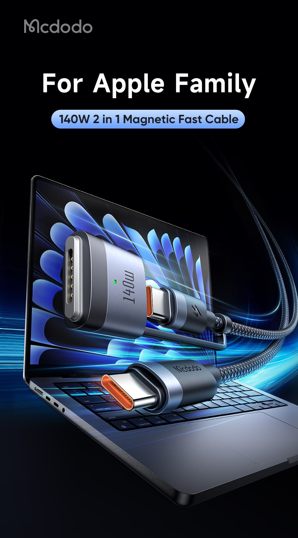 chube Cáp Sạc Magsafe 3 Mcdodo 140W 2 in 1