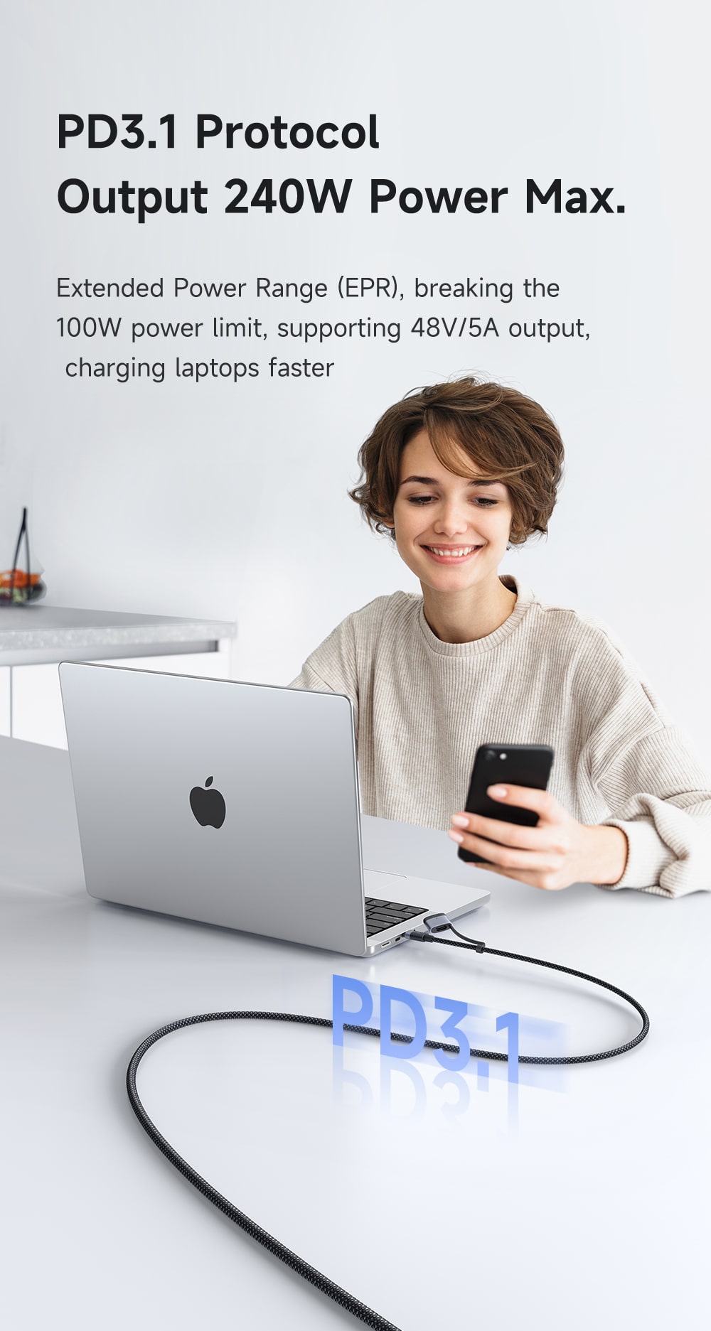 chube Cáp Sạc Magsafe 3 Mcdodo 140W 2 in 1