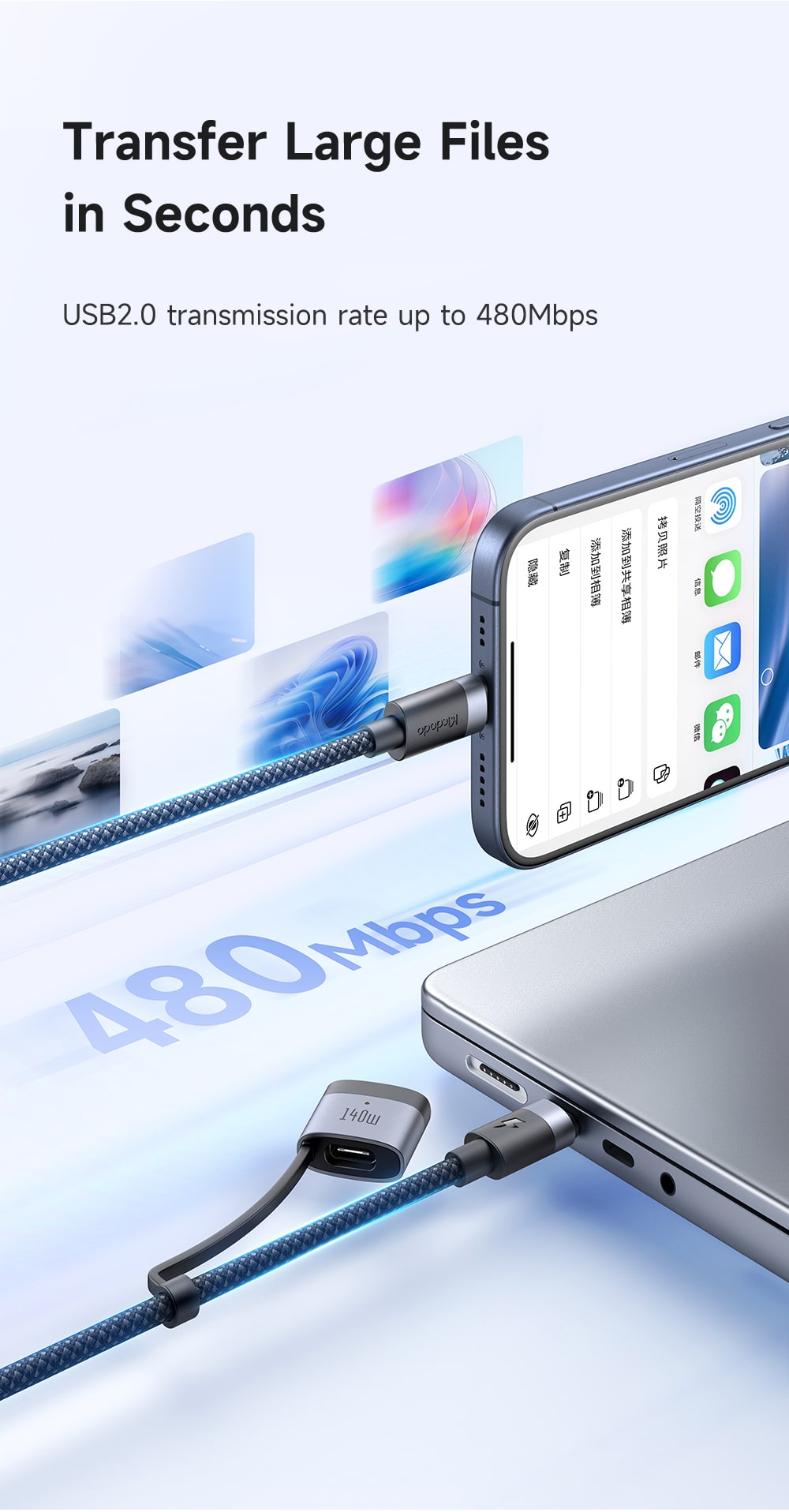 chube Cáp Sạc Magsafe 3 Mcdodo 140W 2 in 1