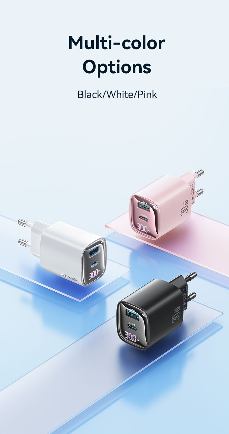Củ sạc nhanh USAMS CC229 30W màu trắng và đen