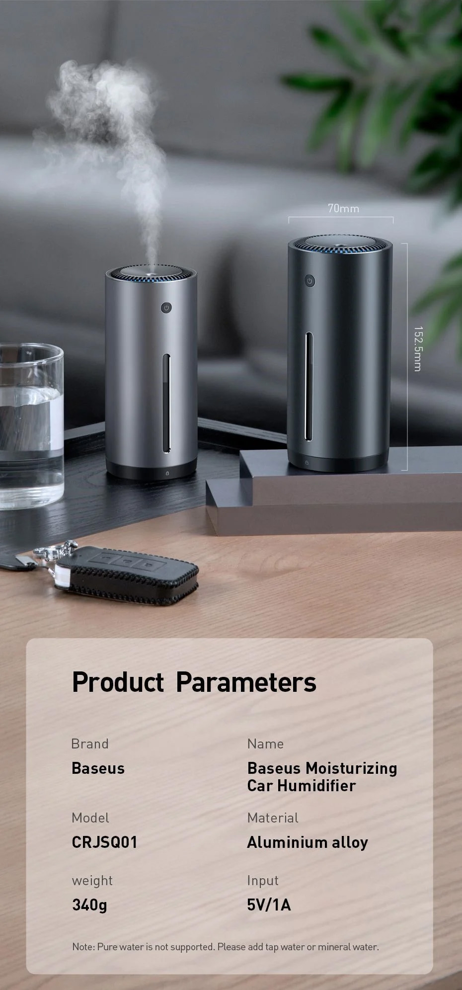 chube Máy phun sương tạo ẩm Baseus Moisturizing Car Humidifier