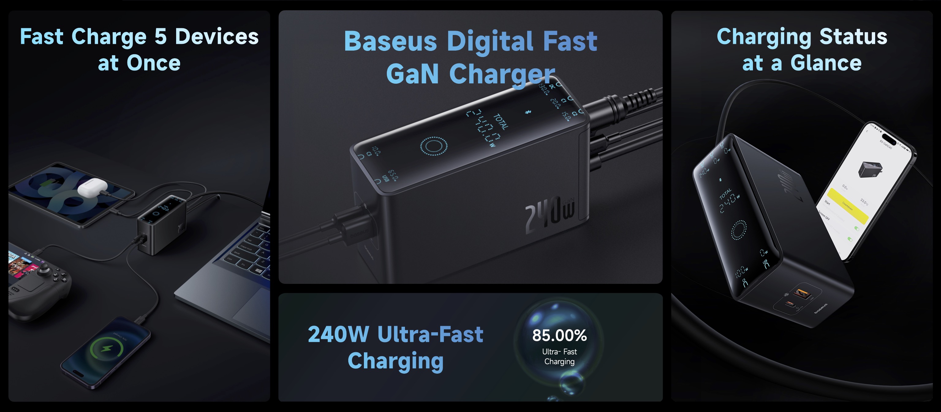 chube Bộ sạc nhanh dành cho máy tính để bàn Baseus 240W