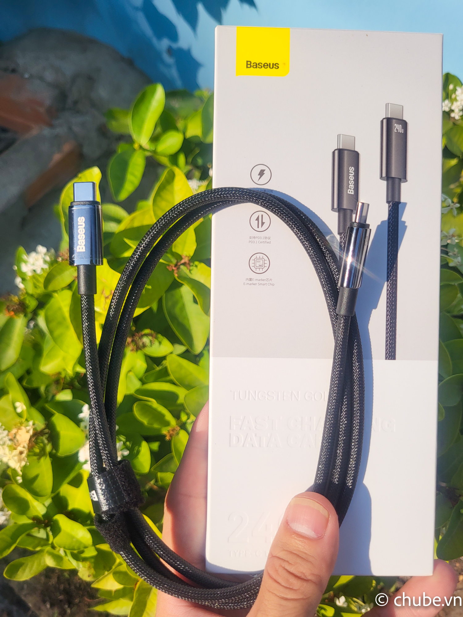 Thiết kế bền bỉ Baseus Tungsten Gold - Dây sạc 240W