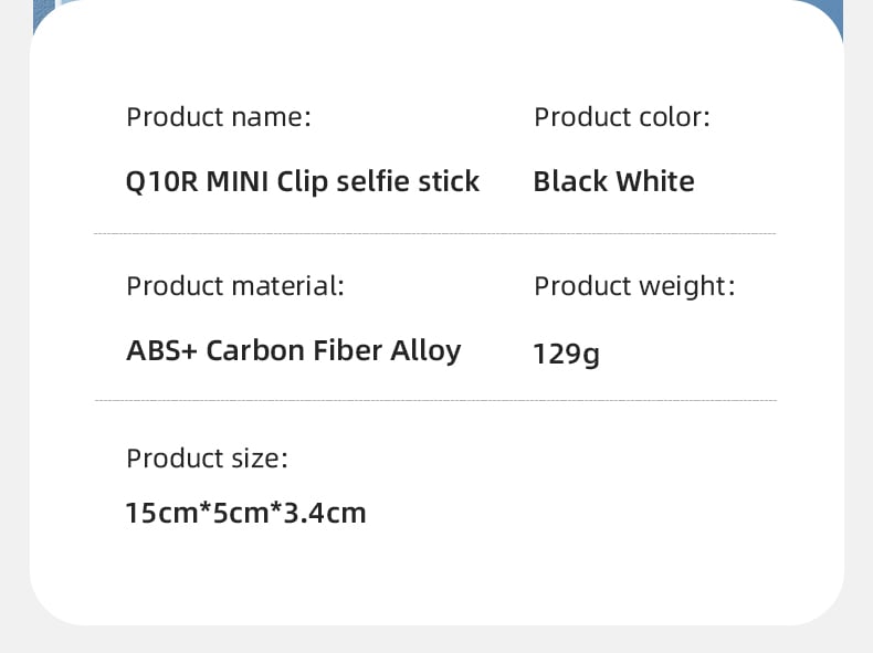 chube Gậy Chụp Ảnh Selfie Thế Hệ Mới Q10R MINI Clip