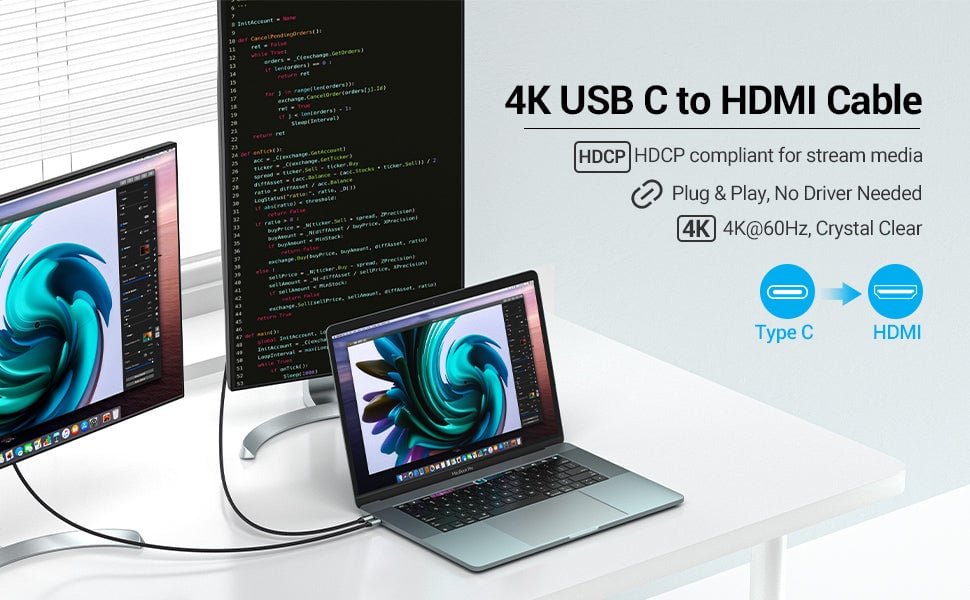 chube Cáp chuyển Type-C to HDMI 4K VENTION CRB hỗ trợ HDCP2.2