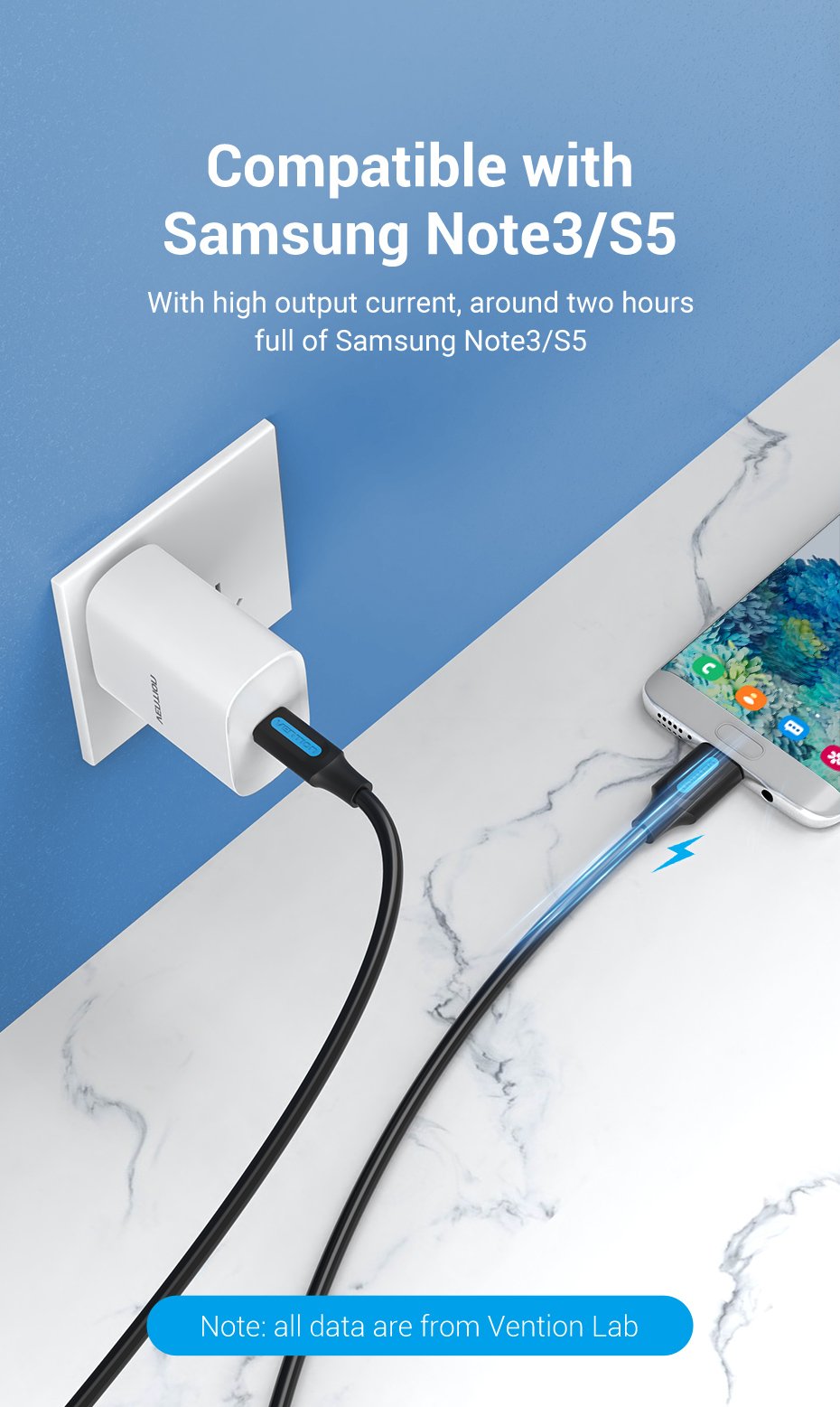 chube Cáp sạc nhanh C to Micro-B VENTION CQA