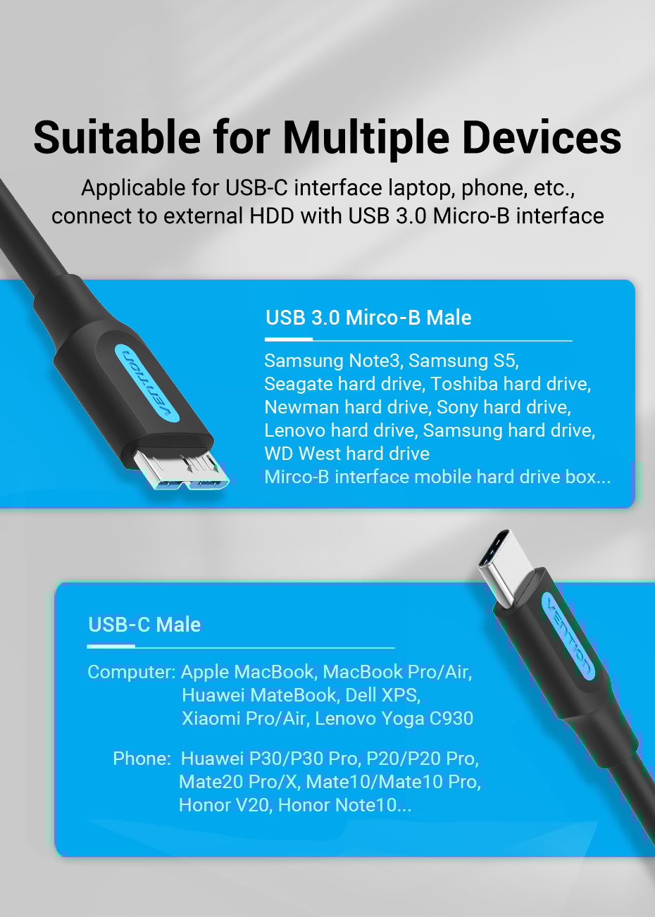 chube Cáp sạc nhanh C to Micro-B VENTION CQA