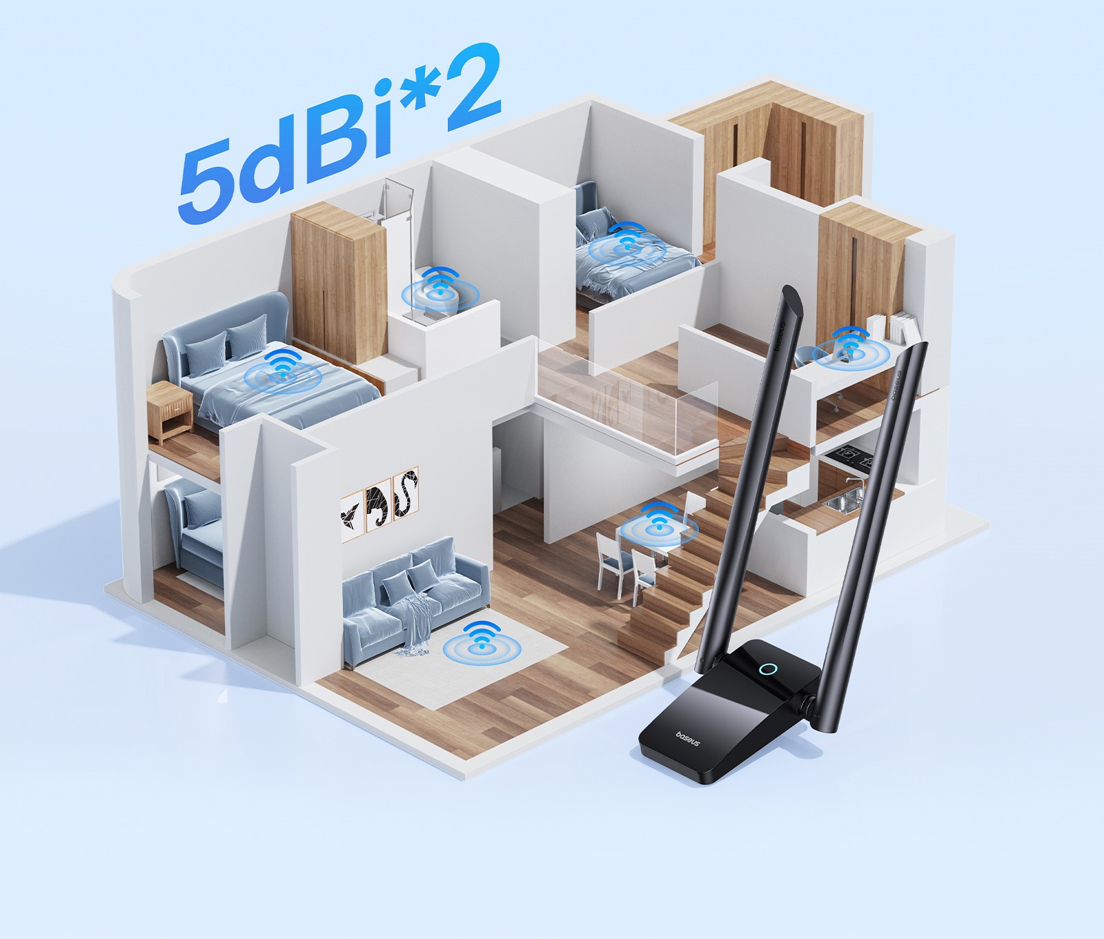 Khắc phục lỗi laptop bắt WiFi yếu bằng USB WiFi Baseus FastJoy