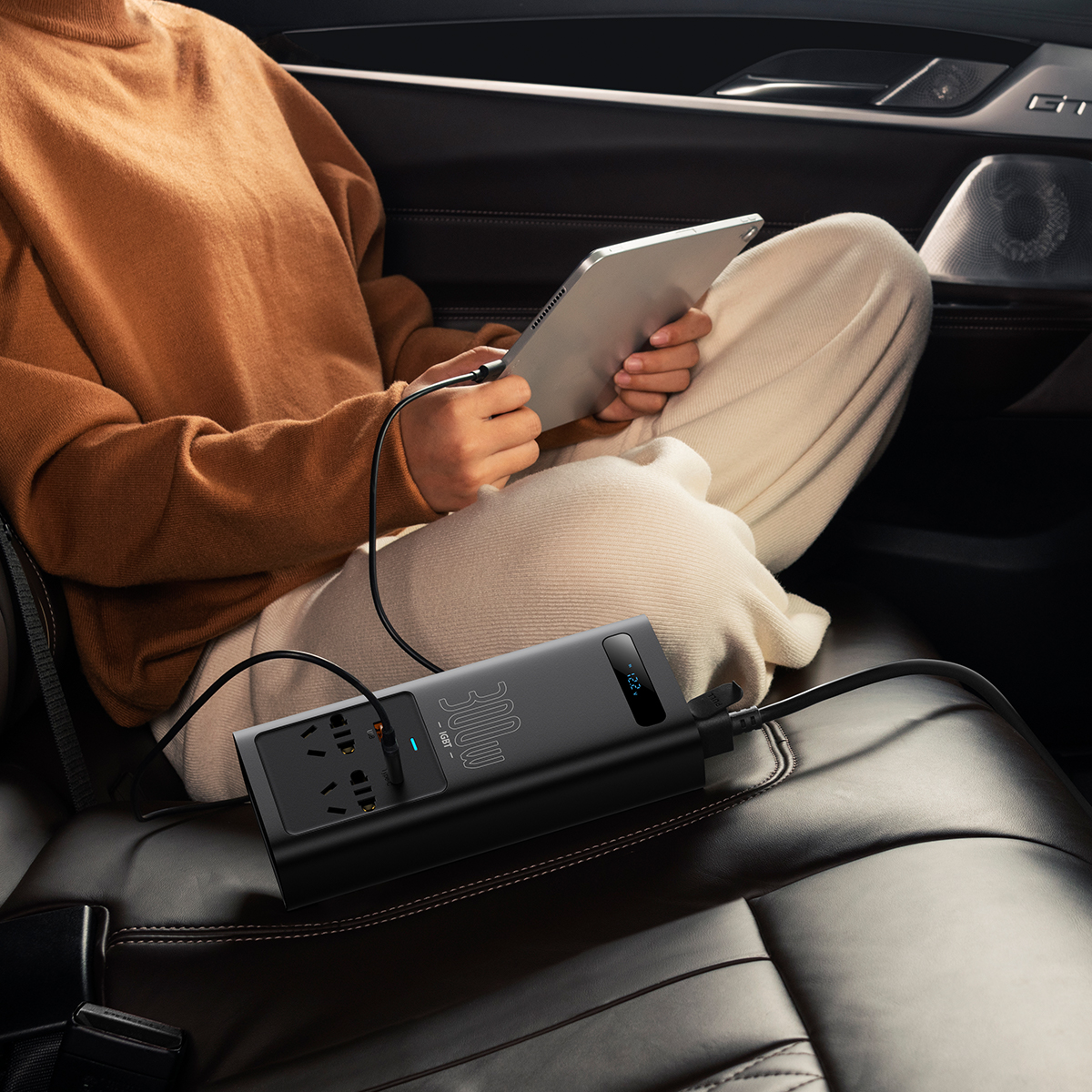 Baseus 300W Power Inverter designed for outdoor use with household appliances