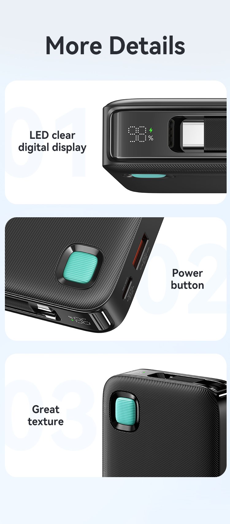 Cấu tạo pin sạc dự phòng USAMS CD224 20W