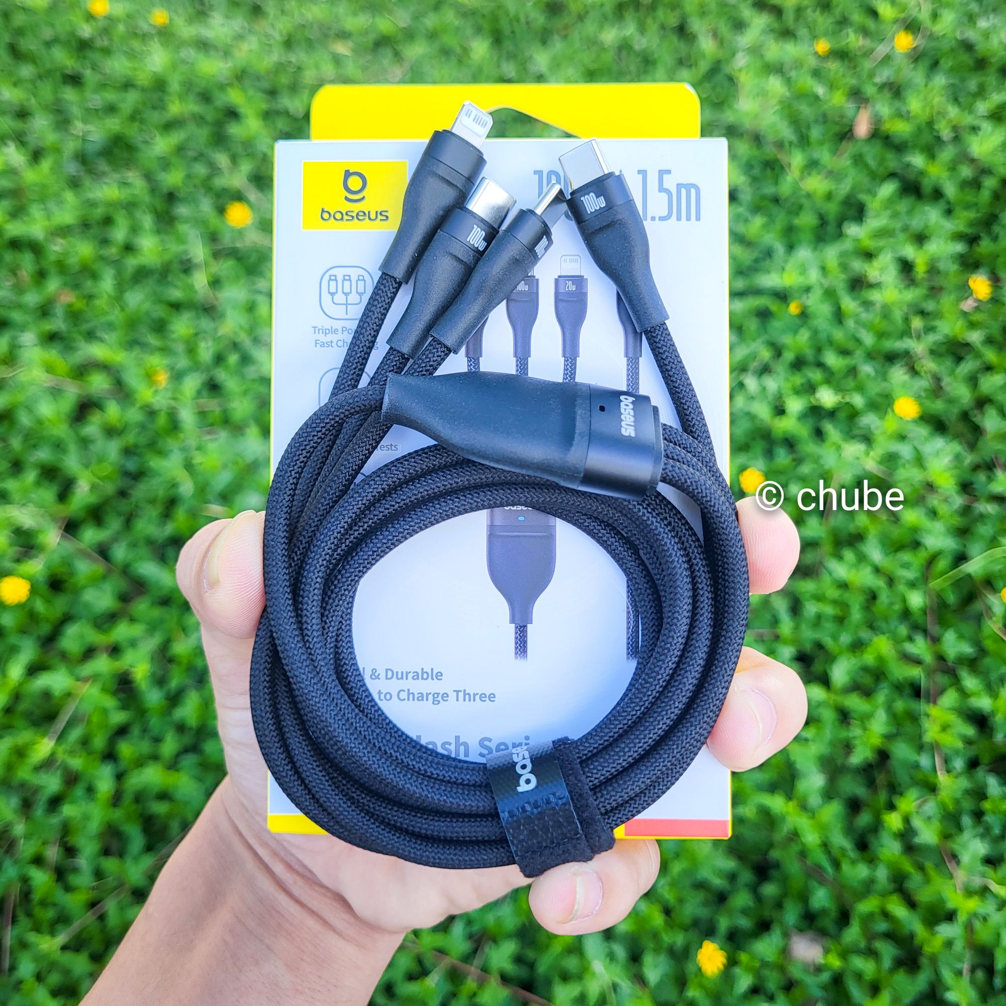 Cáp sạc 3in1 Baseus Flash Series 100W C to C plus C plus L Chube