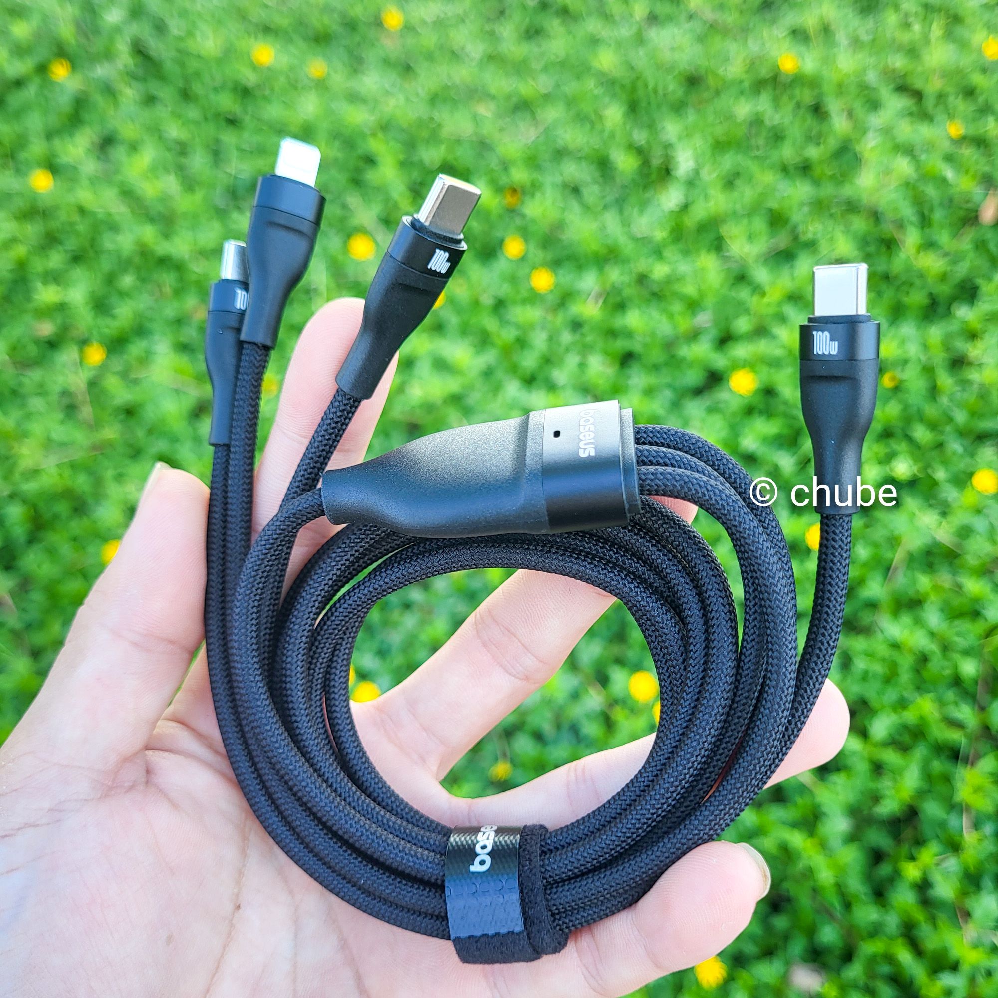 Cáp sạc Baseus Flash Series 3 100W C to C plus C plus L Chube