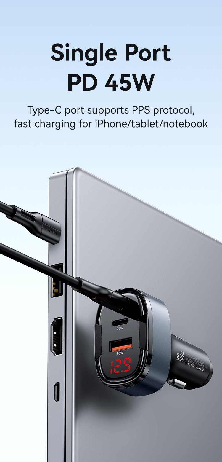 chube Tẩu sạc xe hơi Usams CC257 C42 100W 3 cổng