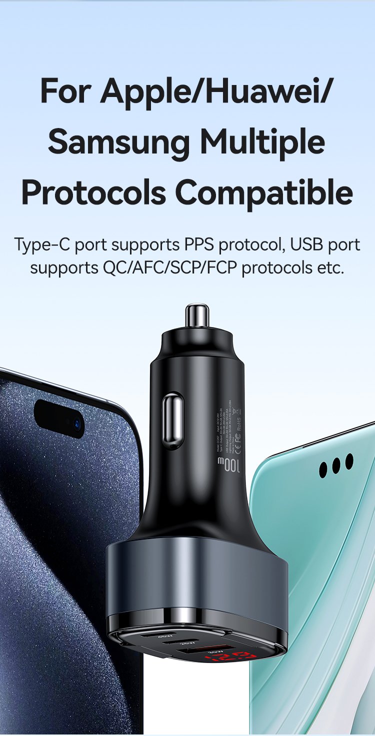 chube Tẩu sạc xe hơi Usams CC257 C42 100W 3 cổng