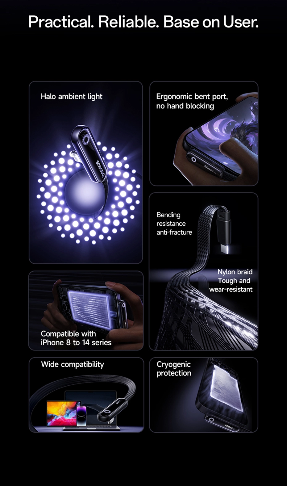 Cáp sạc Baseus MVP 3 20W - Chi tiết đầu cắm Lightning 90 độ