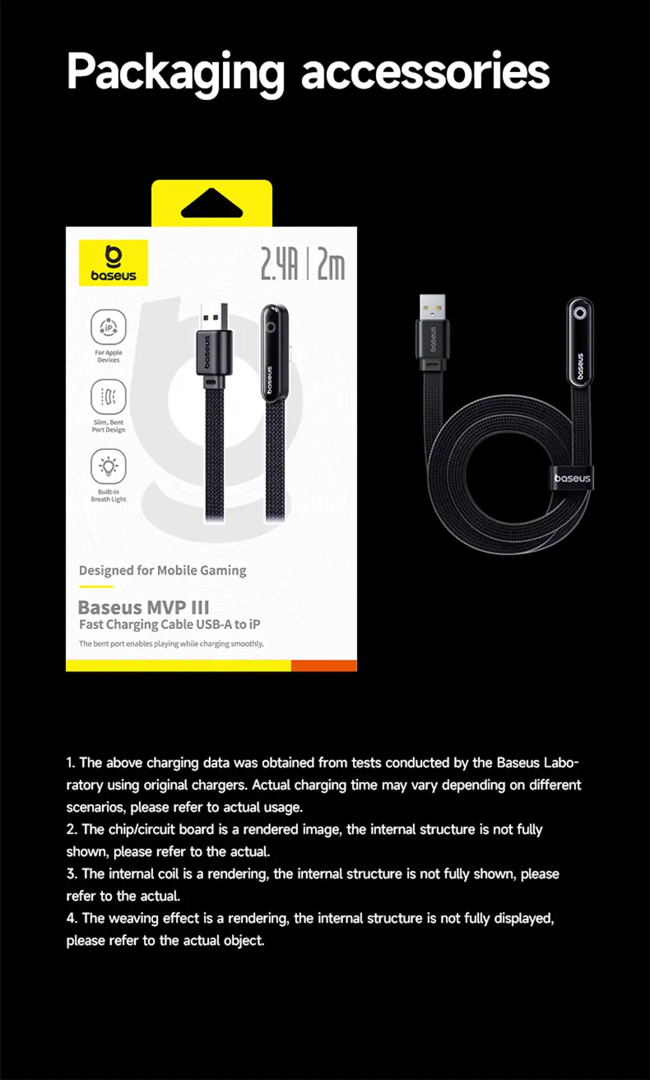 Cáp sạc nhanh USB to Lightning Baseus MVP 3 - hình ảnh minh họa tốc độ truyền dữ liệu - chube.vn