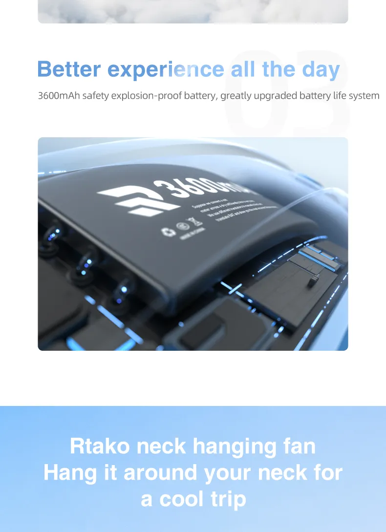 Phụ kiện đi kèm quạt đeo cổ Rtako N03 - Cáp sạc và hướng dẫn sử dụng