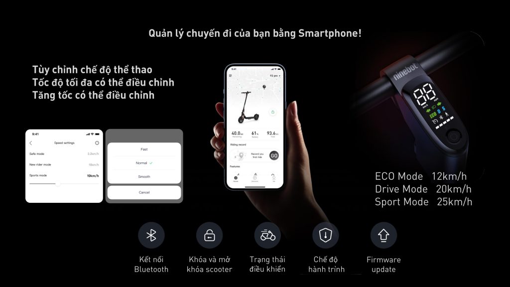chube Xe điện mini Segway Ninebot Kickscooter F2