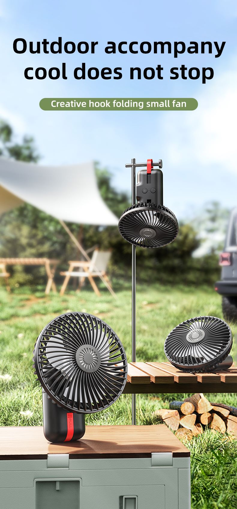 chube Quạt du lịch Rtako FS06 tích điện kèm sạc dự phòng