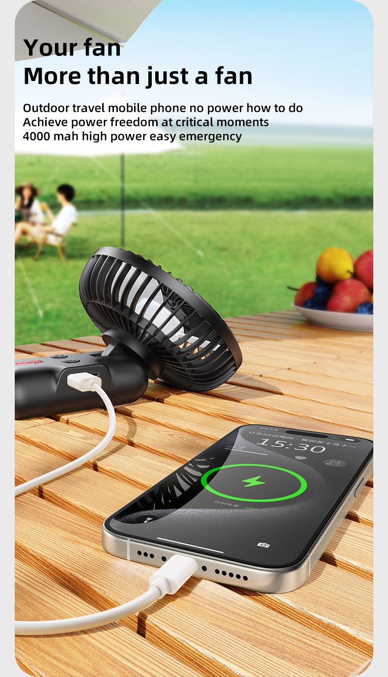 chube Quạt du lịch Rtako FS06 tích điện kèm sạc dự phòng