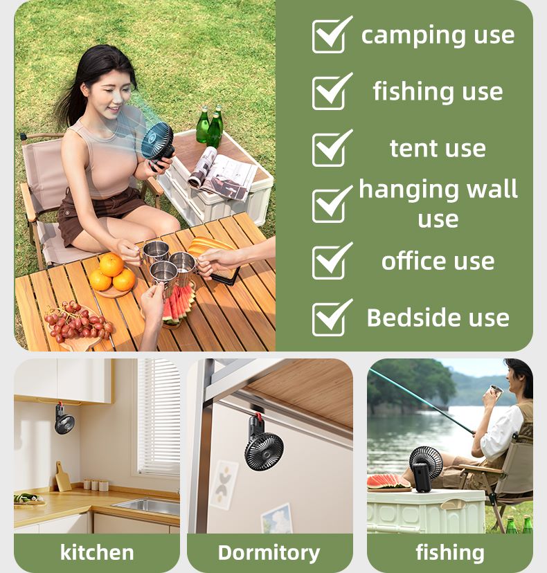 chube Quạt du lịch Rtako FS06 tích điện kèm sạc dự phòng