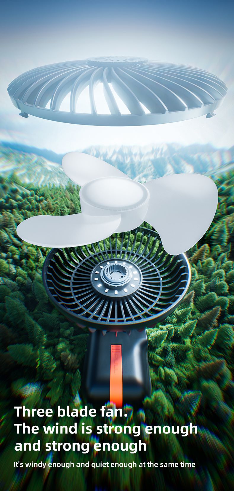 chube Quạt du lịch Rtako FS06 tích điện kèm sạc dự phòng