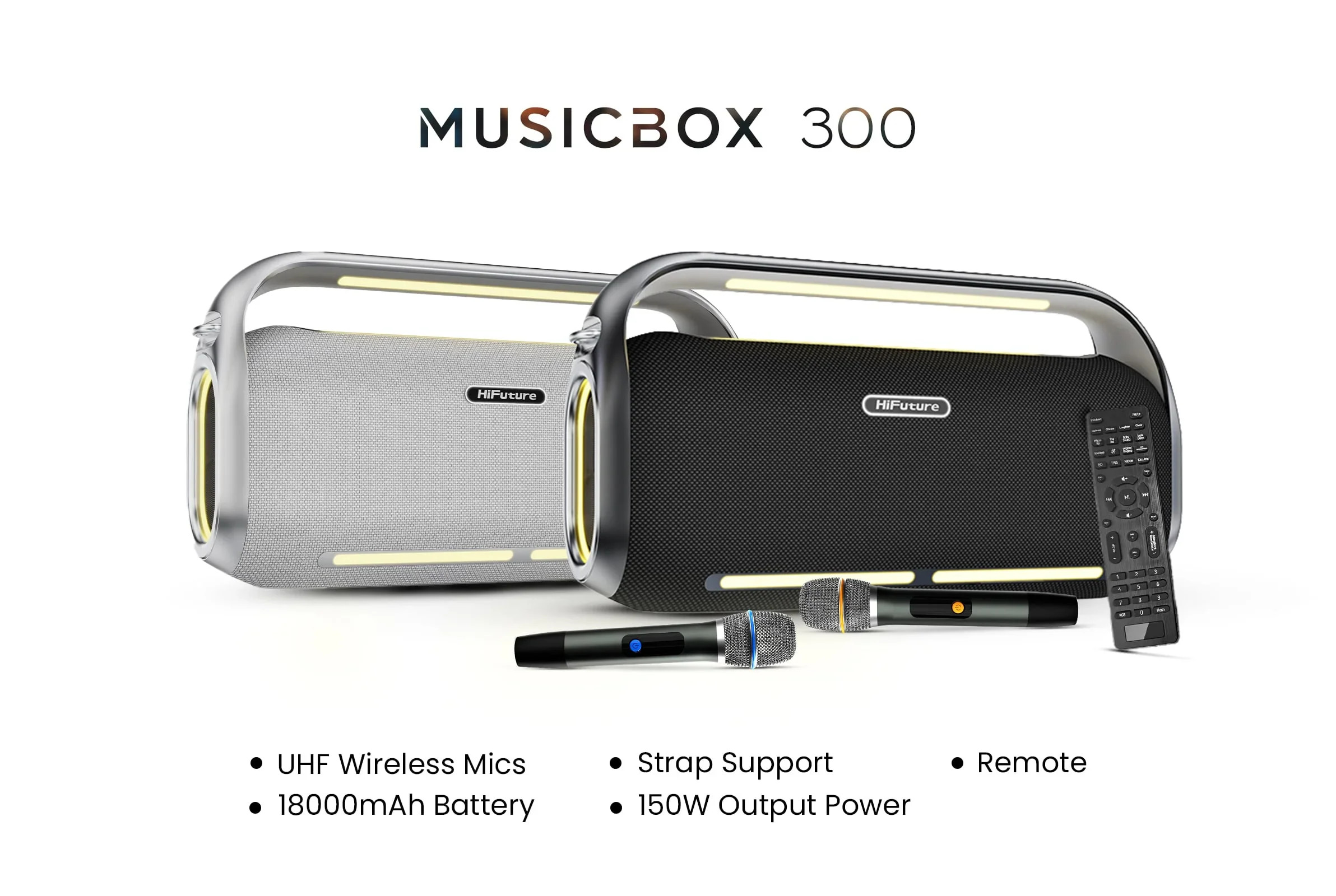 chube Loa Bluetooth Karaoke HiFuture MusicBox 300 150W, 18000mAh
