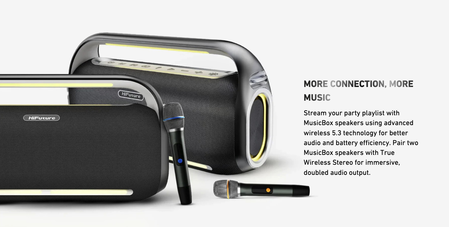 chube Loa Bluetooth Karaoke HiFuture MusicBox 300 150W, 18000mAh