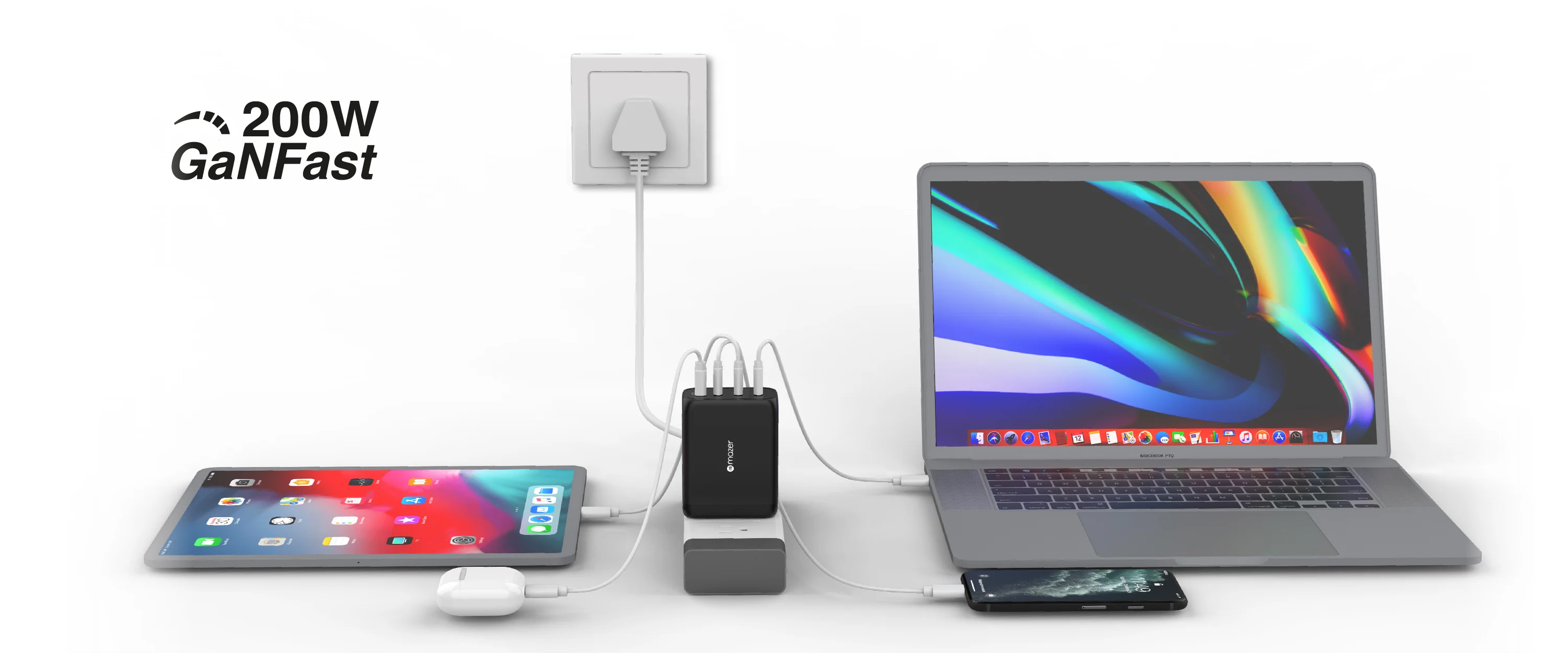 chube Củ sạc nhanh 200W Mazer Infinite Boost GaN3 PD&QC 3C 1A