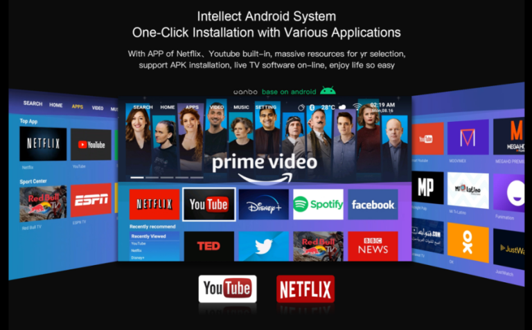 Giao diện hệ điều hành Android 9.0 tích hợp trên Wanbo T2R Max
